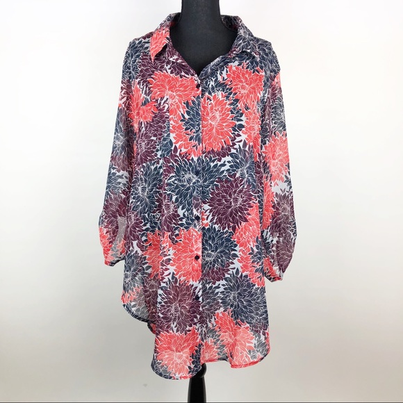 Vincenté | Sheer Floral Blouse | 3x - Picture 1 of 8